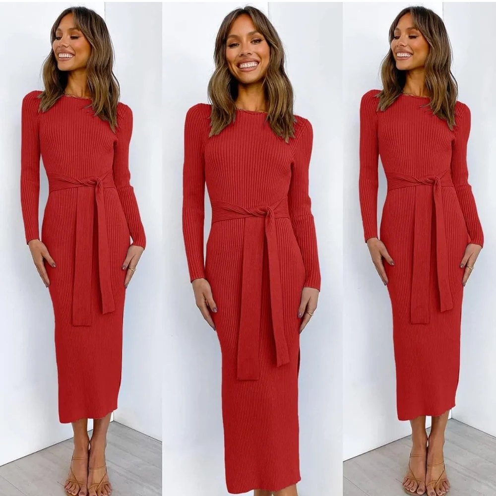 Red Sweater Dress - Picture 4 of 7